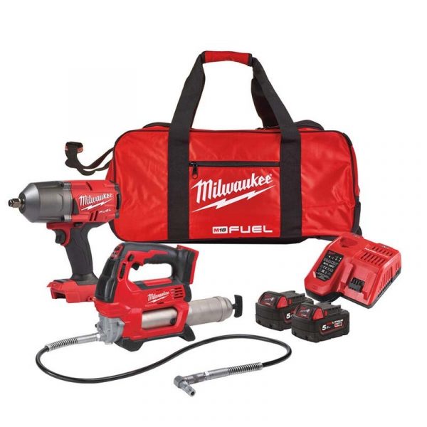 Milwaukee m18fpp2ai-502b m18 wrench & grease gunkit 2 x 5.0ah - EPG ...